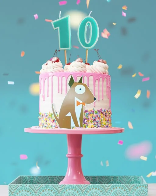 Uptown’s ten-year anniversary cake illustration
